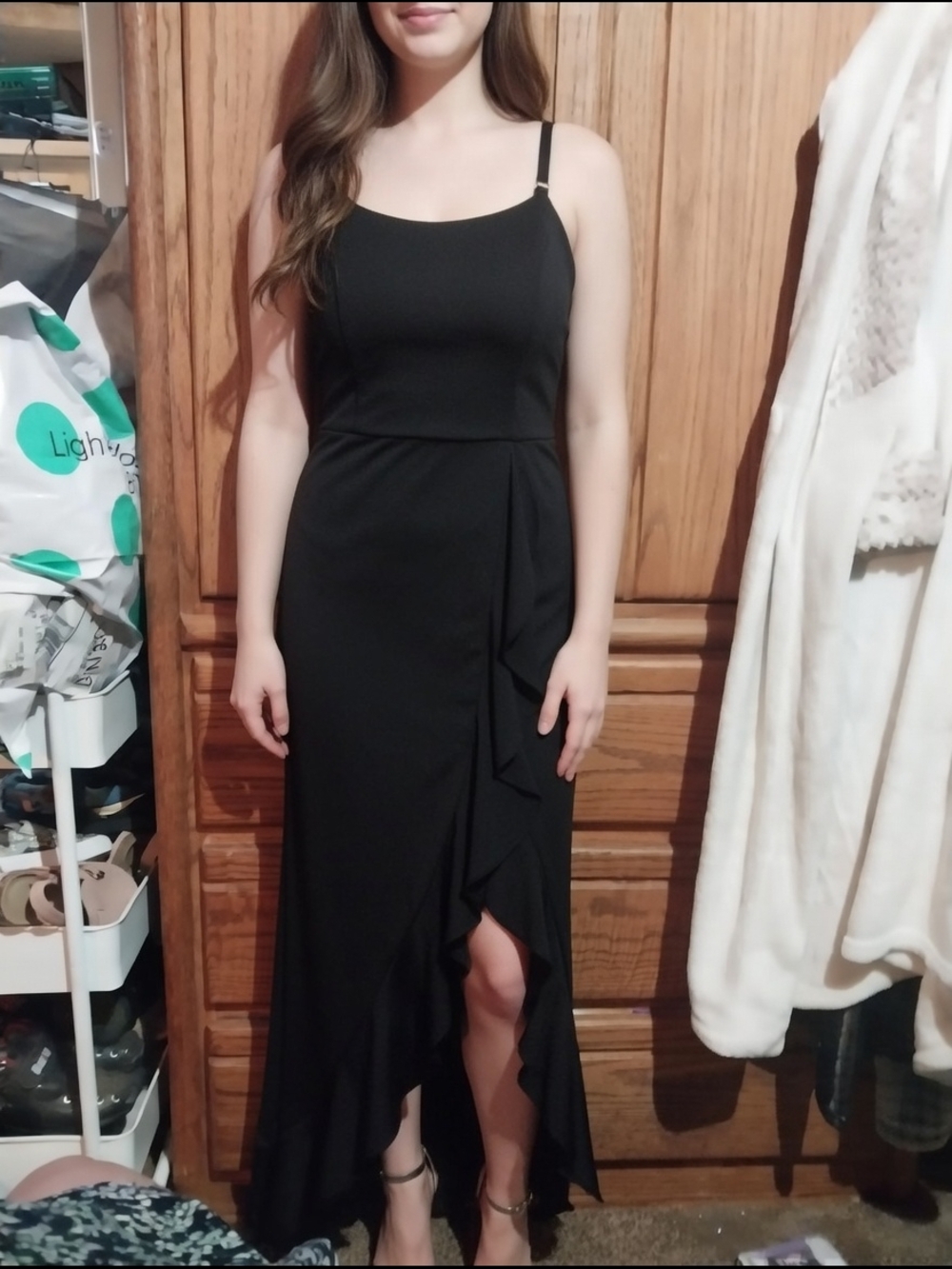 Black Ruffle Wrap Maxi Dress - Elegant Women's Evening Dress